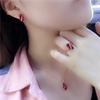 Purple Gold Diamond Coffee Oval Earrings Femininity Rose Gold Plated Color Gold Earrings