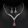 Water Drop Pendant Necklace And Earrings Set With Rhinestones For Elegant Bridal And Formal Wear