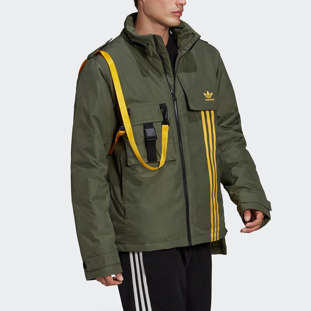 Adidas Originals Trefoil Large Logo Utility Puffer Jacket Winter Men Outerwear Basic-Green GJ6737