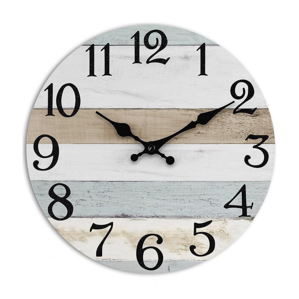 Wooden Wall Clock Number Wall Clock Vintage Rustic Wood Wall Clock Silent Non Ticking Analog Timepiece for Room Bedroom Decor