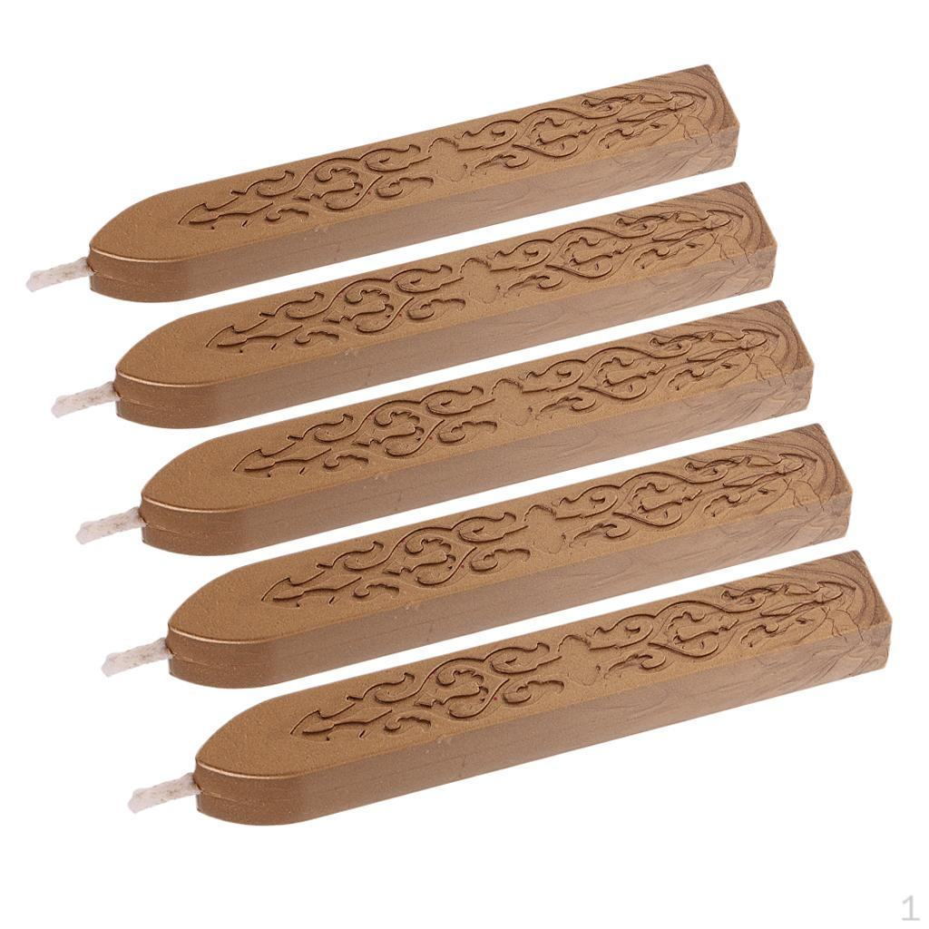 5 Pack Sealing Seal Wax Sticks With Wick For DIY Decorating Envelope Parcels