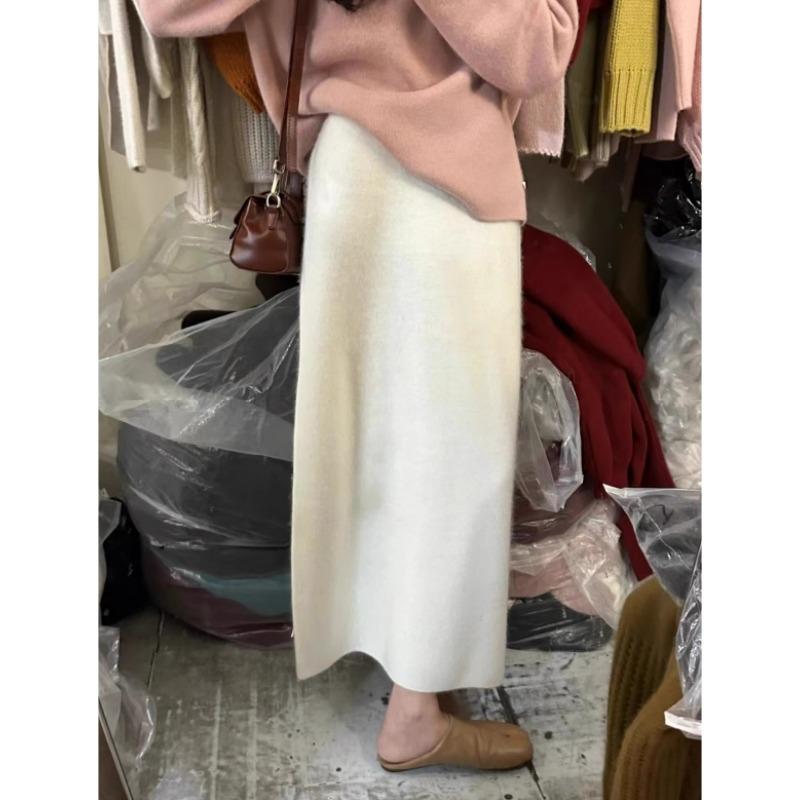 Petite Cashmere Wool Blend Midi Tweed Skirt for Autumn/Winter