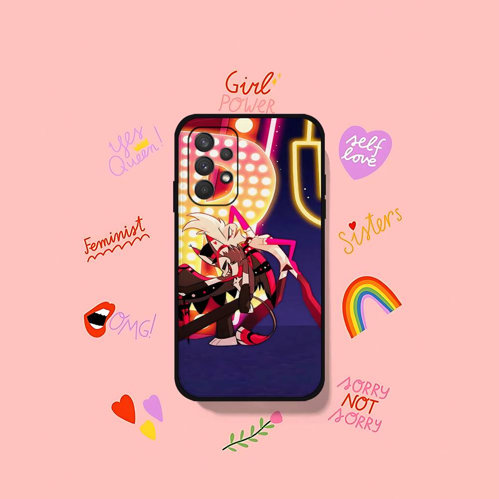 Etui na telefon Anime H-hazbin Hotel Dla Samsung S24/S25/S22 S30/A51 52/Lite/Ultra/5G/Plus/FE - Cienkie Odporne na wstrząsy Czarne Ochronne