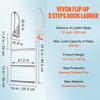SucceBuy 3/4/5 Steps Flip Up Dock Ladders Firmness Durability Boat Boarding Ladder with Rubber Mat for Pool Marine Kayak Canoe