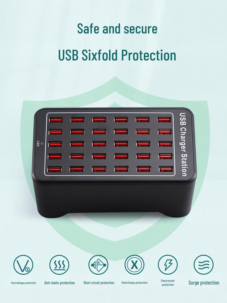 Multi-port USB Fast Charger: Smart Desktop Charging Station for Multiple Devices