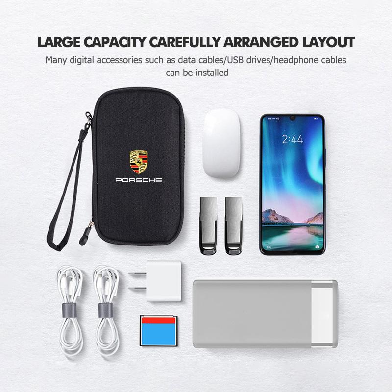 Car Data Cable Storage Protective Bag Car Storage Organizer For Porsche Cayenne Boxster Macan 968 Panamera 911 Carrera-GT 918