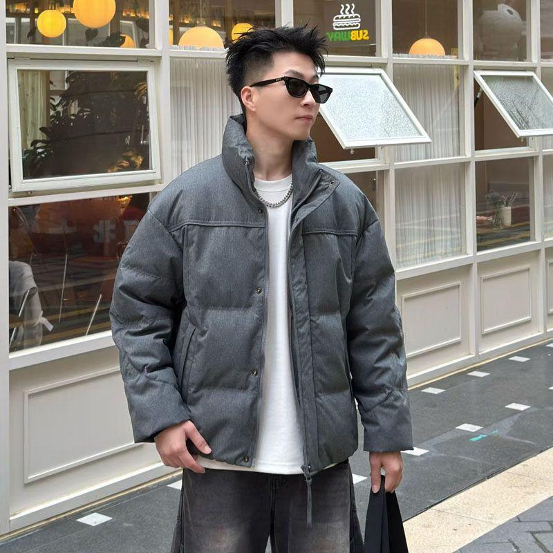 Winter New Casual Stand-Collar Down Jacket for Men, Thickened with White Duck Down, Loose Fit, Warm, Versatile, Trendy Coat