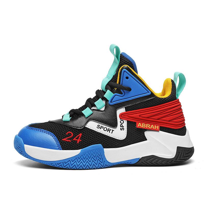 Boys' children's sports shoes Boys' basketball shoes 6-15 years old Mesh breathable student sneakers Non-slip and wear-resistant running shoes