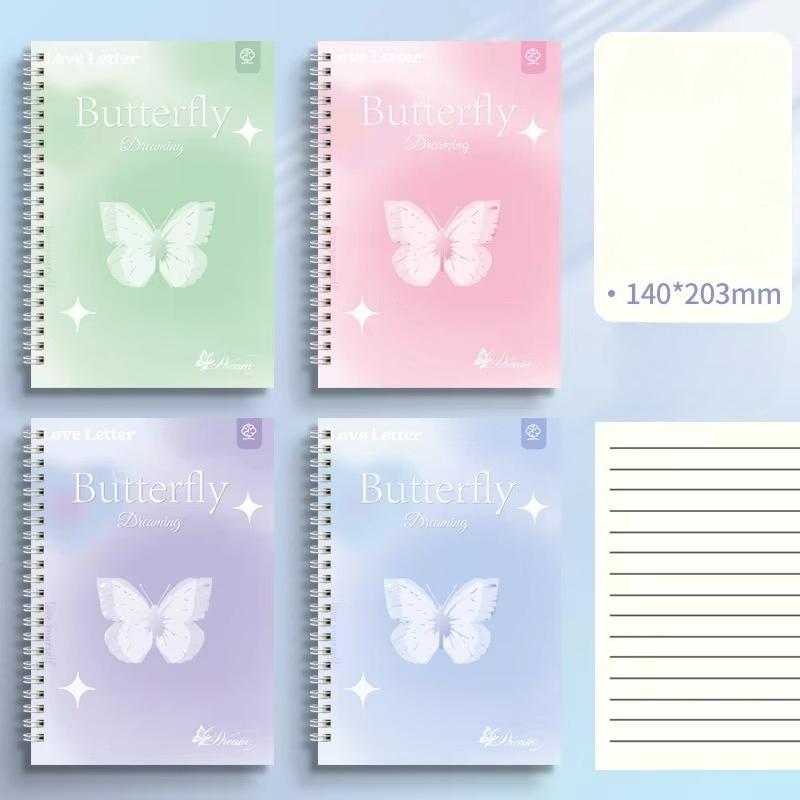 1pc A5 Cartoon Line Coil Notebook Hard Cover Kawaii Korean Stationery School Supplies for Students Back To School