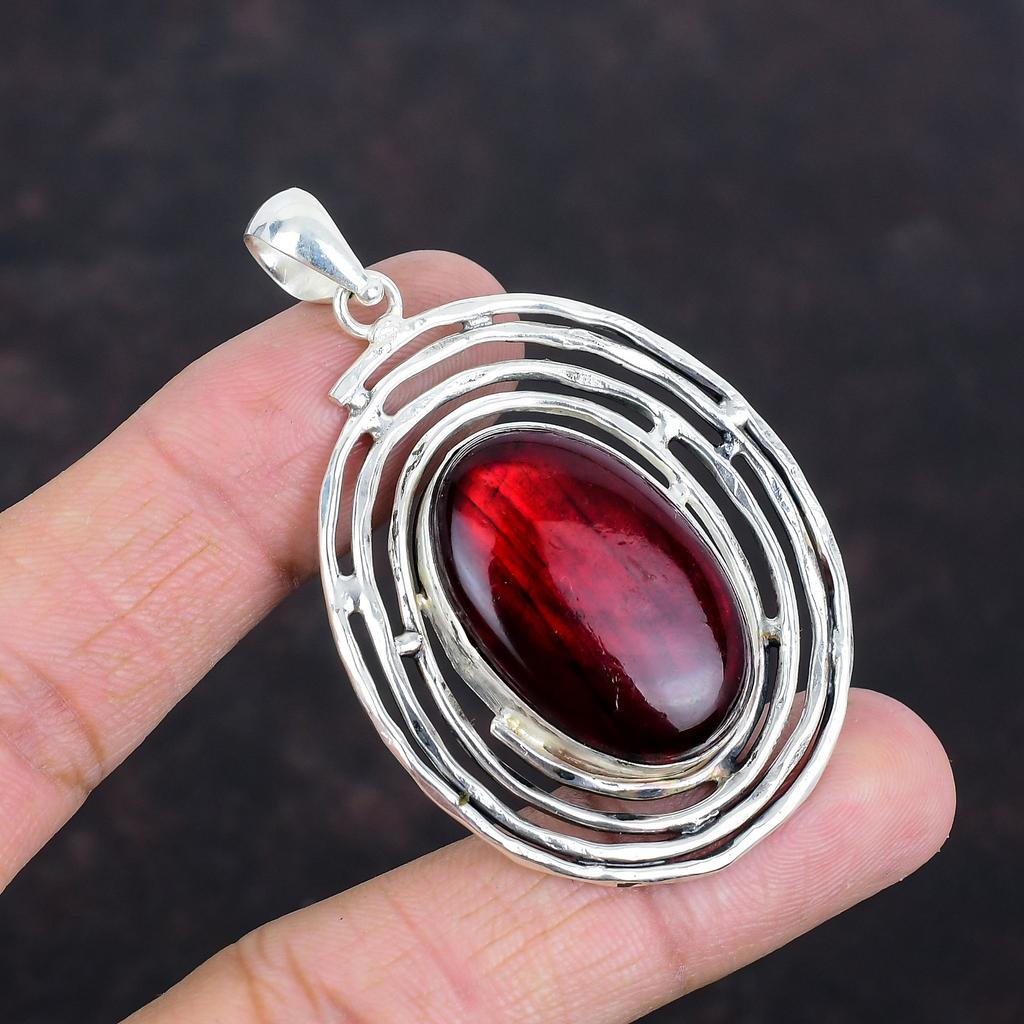 Roter Feuer Labradorit Anhänger 925 Sterling Silber Anhänger Echter Edelstein Schmuck Handgefertigt Stilvoller Anhänger Verlobungsgeschenke Designer Anhänger