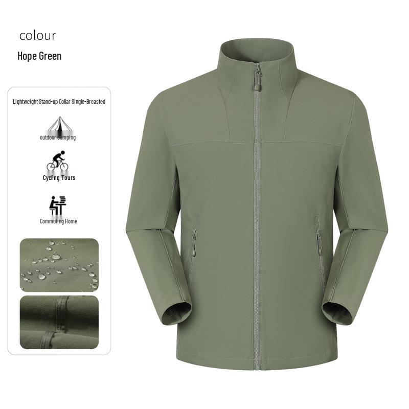 Customizable Stand Collar Windbreaker: Team Logo, Casual Outdoor Jacket, Windproof for Spring & Autumn.