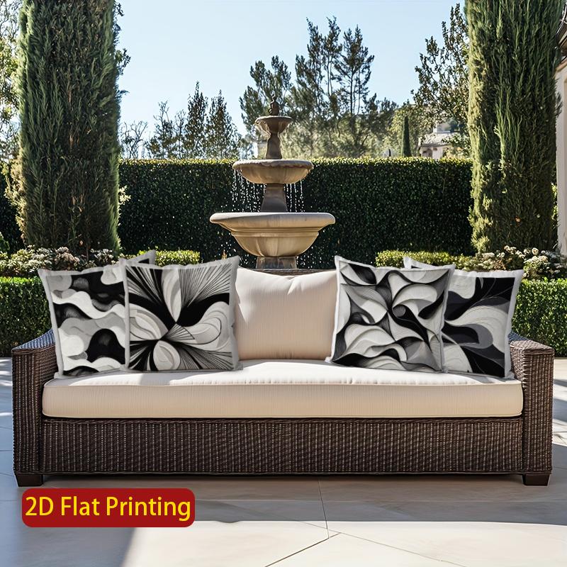 2D Abstract Black & White Patterned Pillow Covers Pattern Cushion Cover Suitable For Sofa Bedroom Car Pillow Cover