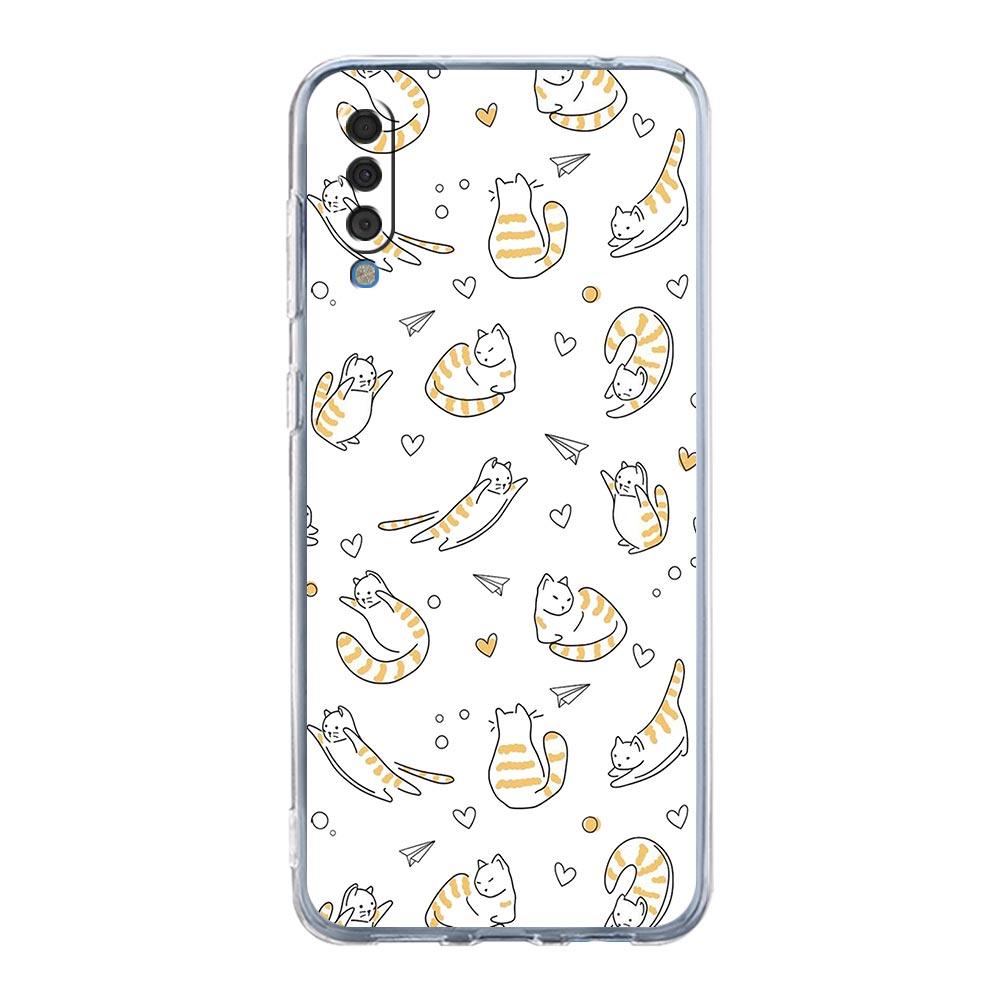 Phone Case For Samsung A14 A50 A70 A30 A40 A20E A10S A20S A02S A04S A12 A22 A32 A34 A42 A52 5G A54 Cat Cute Kitten Cartoon Cover