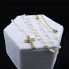 Cross Rosary Catholic Multilayer Necklace Saint Benedict Medal Beads Stainless Steel Silver Color Long Necklaces Jewelry N1172S0