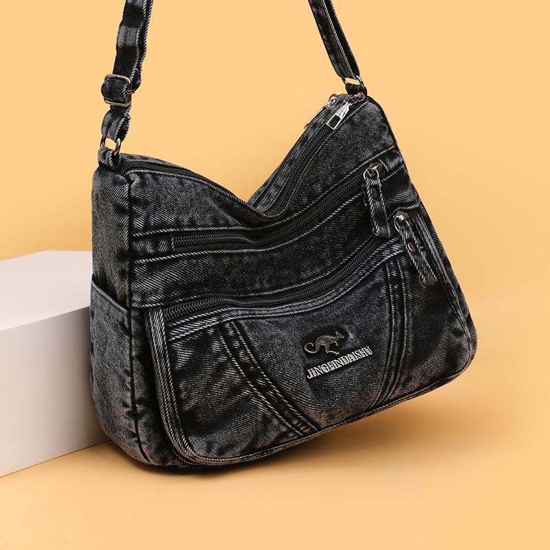 Damen Denim Tasche Kleine Quadratische Tasche Umhängetasche Große Kapazität Schultertasche Tasche für Mütter mittleren Alters