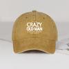 Funny "Crazy Old Man" Print Washed Baseball Cap Adjustable Unisex Grandpa Casual Sun Hat