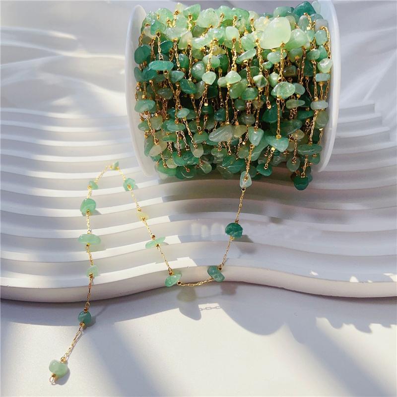 1meter Natural Stone Bead Chains Necklace Bracelets Bulk KC Gold Color Copper Link Chains Lot Supplies for Diy Jewelry Making