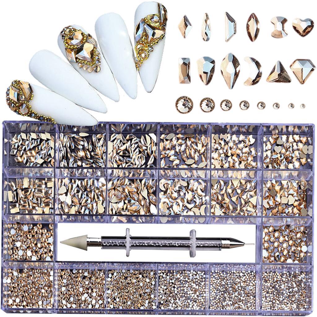 1 Box 21 Grids Mixed Nail Art Rhinestones Crystal Glitters Gems Diamonds Beads Craft Nail Art Supplies Accessories