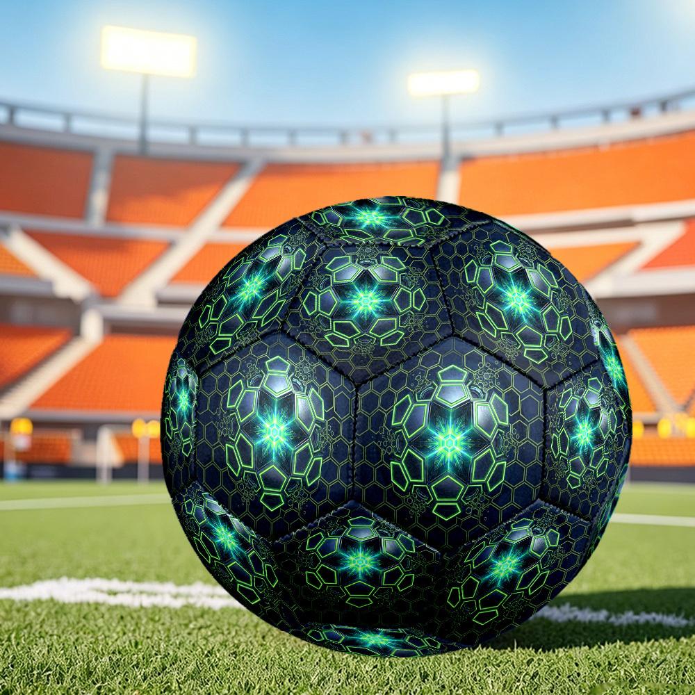 1pc Neon Hexagon Themed Soccer Ball, Size 5, Lightweight PVC Material, Outdoor Training Soccer Ball Gift. q62258