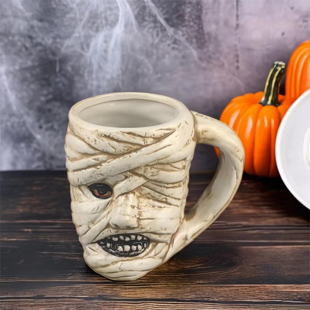 Halloween Mummy Ceramic Mug American Horror Mug Decorative Ornament Creative Ceramic Mug