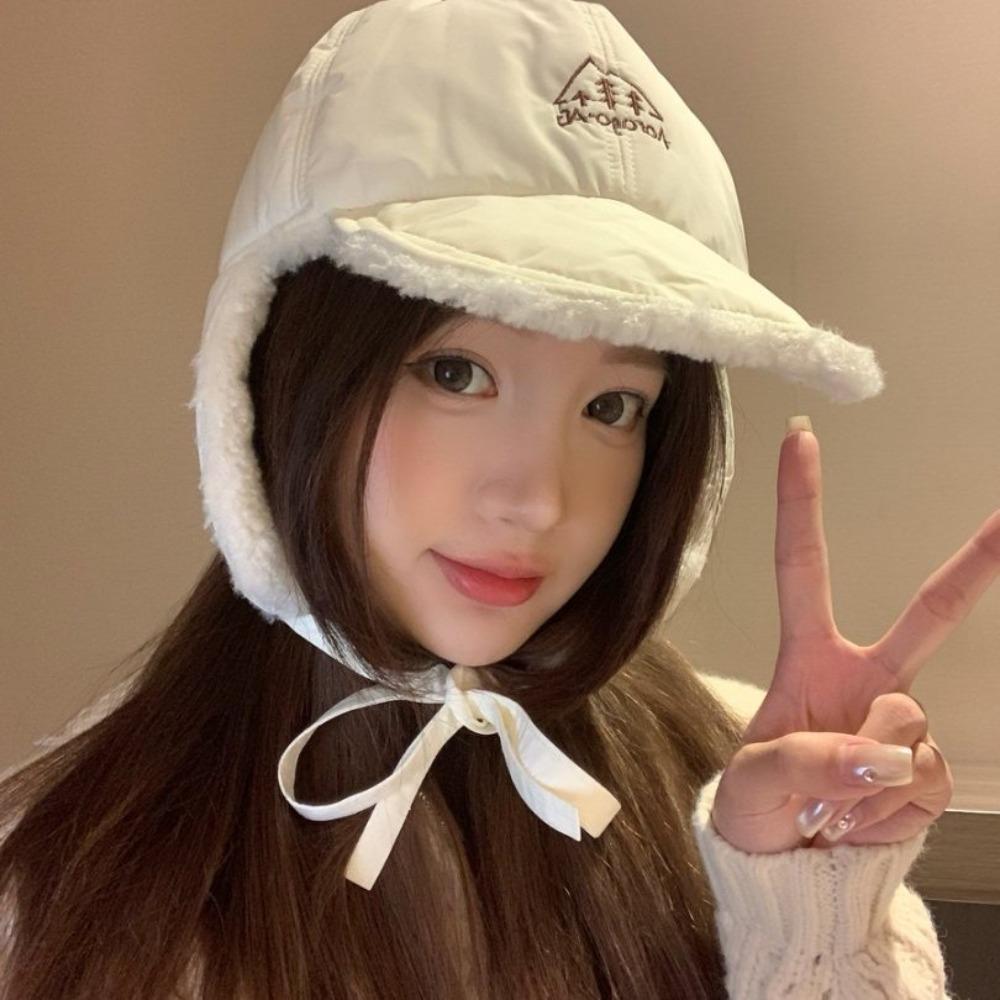 

Plush Lei Feng Hat Unisex Autumn Winter Outdoor Travel Flying Hat Trendy and Versatile Warm and Windproof Ear Protection Hats белый
