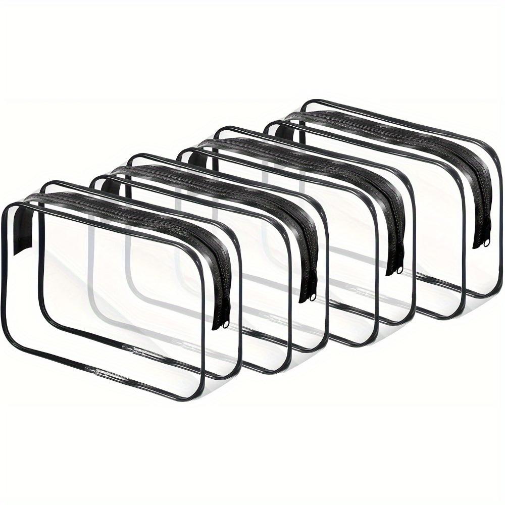 

Набор из 4 прозрачных ПВХ дорожных органайзеров на молнии для косметики и туалетных принадлежностей, прозрачные штабелируемые коробки для хранения с черными краями