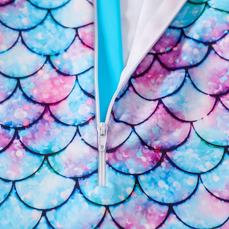 Girls One-piece Cartoon Swimsuit Children's Front Zipper Long Sleeve Summer Swimwear Beach Bathing Suit Jumpsuits Baby Swimsuit