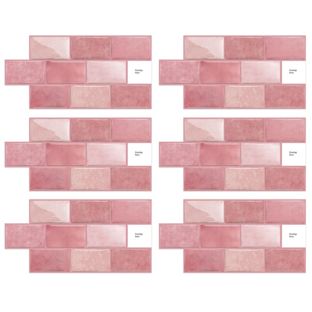 6 Stück 3D Wandfliesenaufkleber Wasserdichte PVC Imitation Fliesenaufkleber Selbstklebende Dekorationsfliesenaufkleber für Küche und Bad