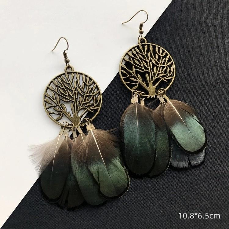Unique Exaggerate Feather Earrings Creative Feathers Long Earrings Trendy Boho Big Earrings Women Statement Jewelry Wholesale