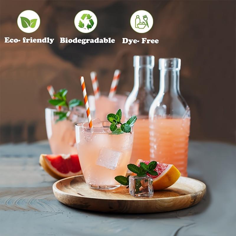 300pcs Colored Striped Straws, Randomly Mixed In 6 Colors (0.23*7.75 Inches), Disposable Paper Straws, Juice Paper Straws