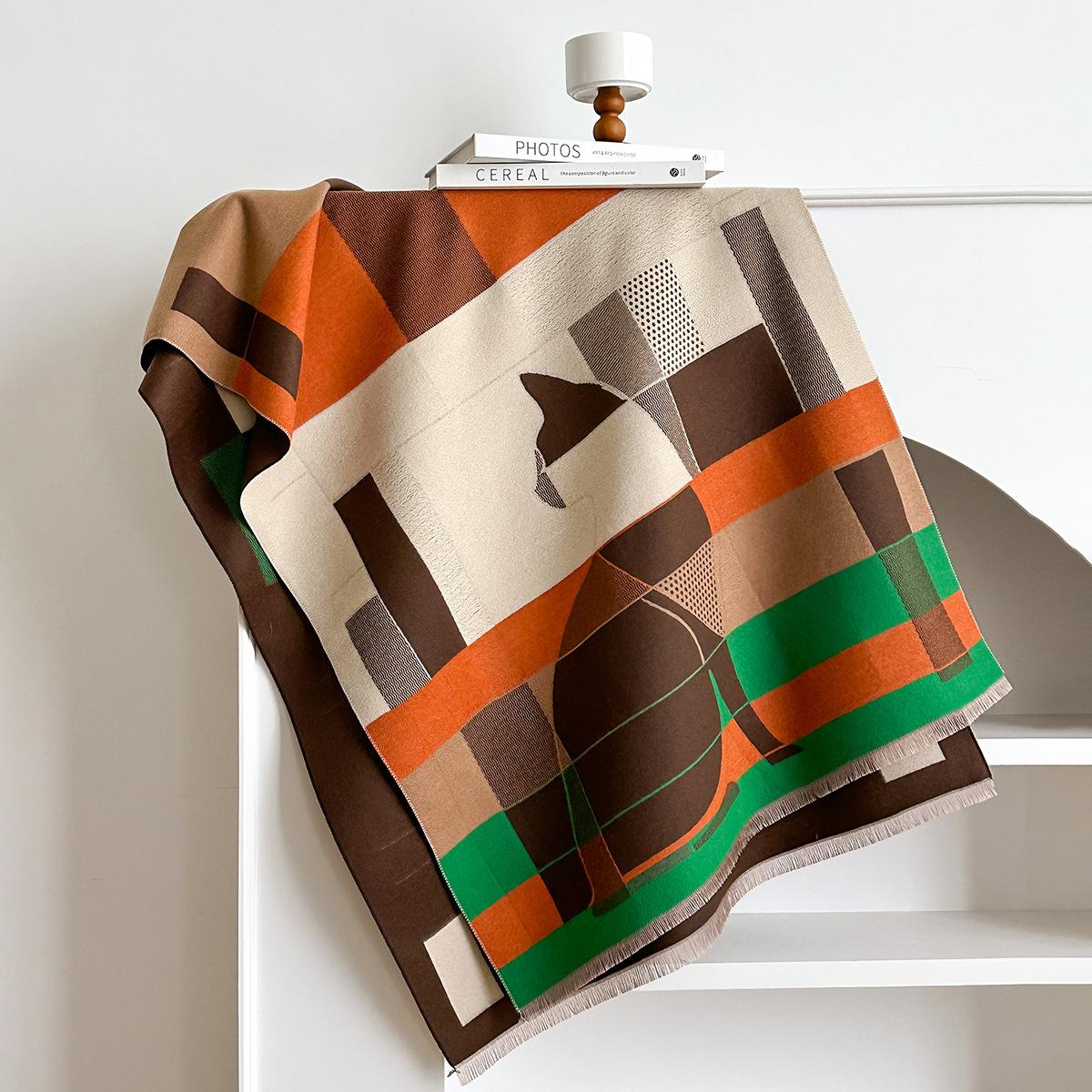 

Женский трендовый премиальный темпераментный платок-шаль, имитация кашемира, дизайн высокой ценности, геометрический принт, шаль 185x65cm коричневый