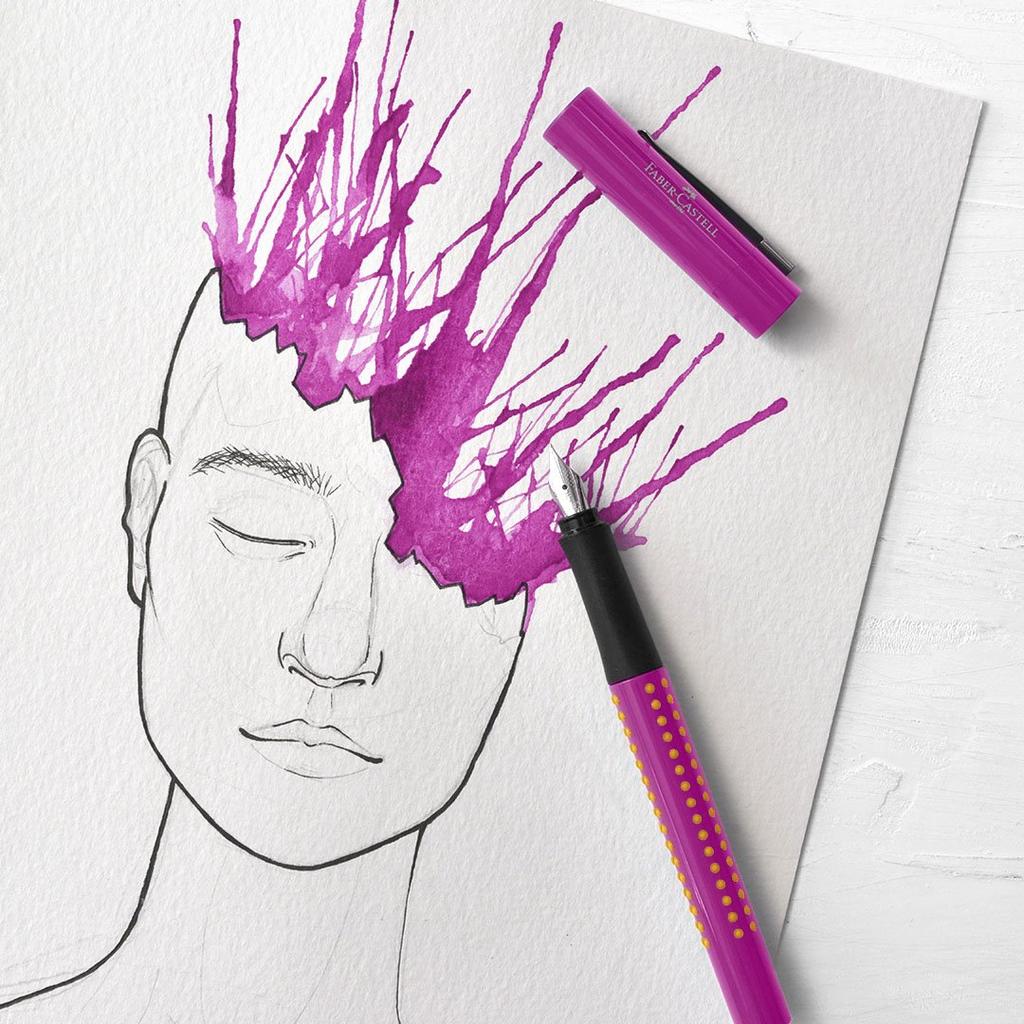 F Fine Nib Grip 2010 Pink Fountain Pen 140924 Officially Imported Faber-Castell Dual-Use,