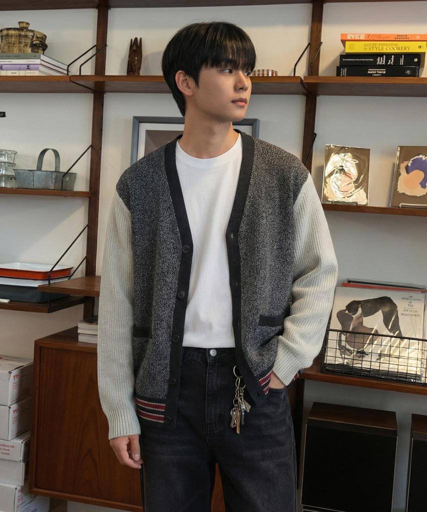 Cutz Color-Block Sleeve Knit Cardigan - 2 Colors