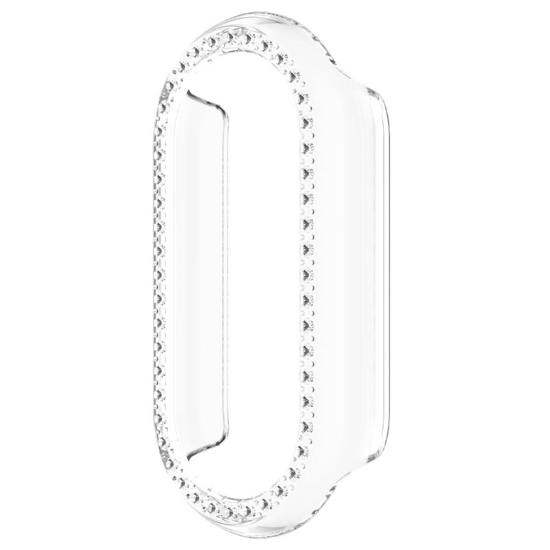 

Elegant Diamond Inlaid Screen Protector Half Shell PC Hollow Case For Band 9/9NFC Activity Wristband Indoor Outdoor Use 1 чистий