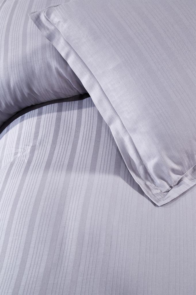 Satin-Kinox-Bettbezug-Set, 6-teilig, Bettbezug 200 x 220, Bettlaken 240 x 260, Baumwollstoff, volle Größe, Doppelbettgröße, Grau