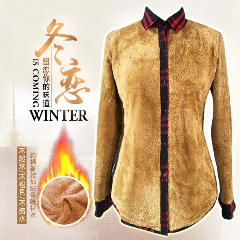 Autumn and winter women's new student fleece shirt women's long-sleeved base thickened thermal fleece shirt women's clothing