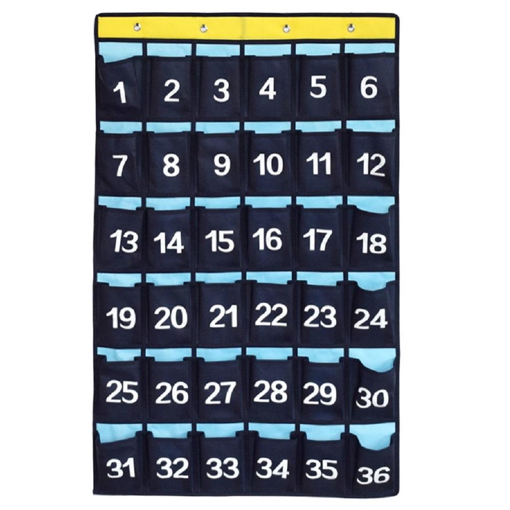 Numbered Pocket Chart Organizer - 54 Pockets For Cell Phones, Calculators & Classroom Supplies