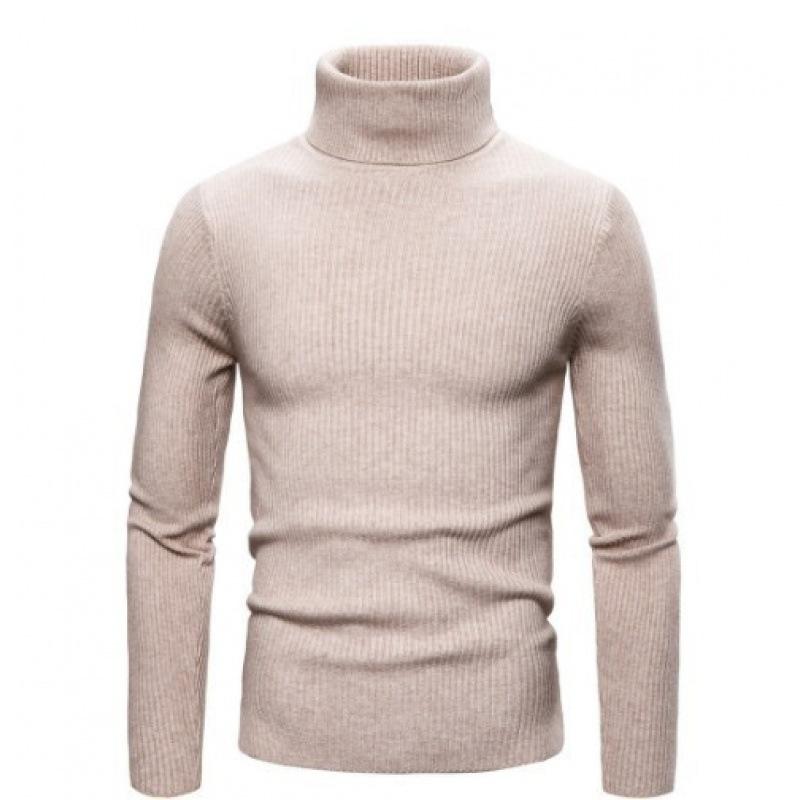 Autumn Winter Knitted Sweaters for Men Slim High Collar Long-sleeved Pullovers  Bottoming Shirts