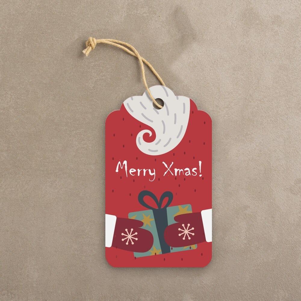 50Pcs Cartoon Pattern Christmas Gift Tag Color Printed DIY Gift Wrapping Label  Holiday
