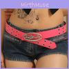 Punk Pu Belt With Letter Design Alloy Buckle And Water Diamond Decor For Casual