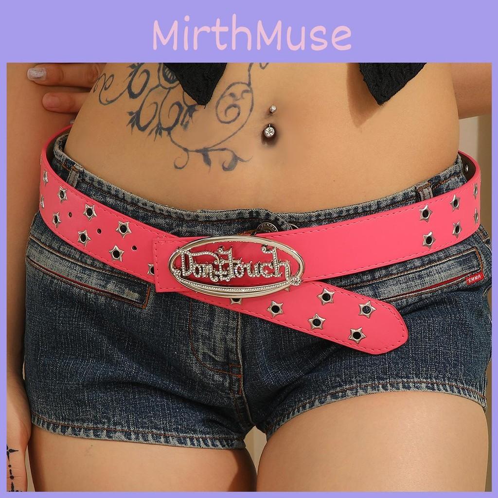 Punk Pu Belt With Letter Design Alloy Buckle And Water Diamond Decor For Casual