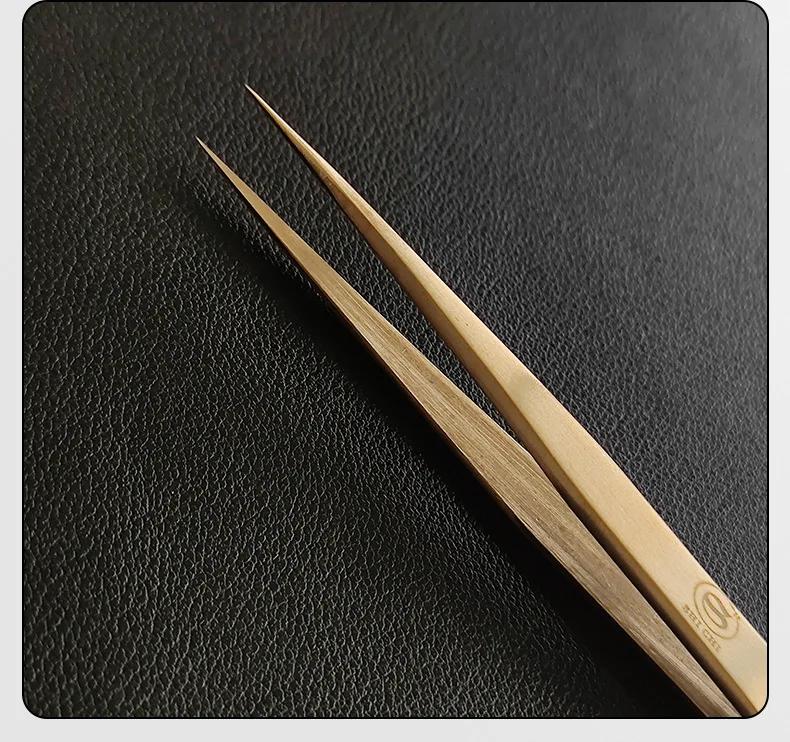 1set Precision Watch Repair Tweezers, Hand-Polished Brass Tweezers, Anti-Magnetic Anti-Slip Fine Tip Tweezers for Watch Parts