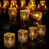 Elegant Set Of 12 Led Electronic Candles With Pvc Hollow Pattern For Weddings And Parties