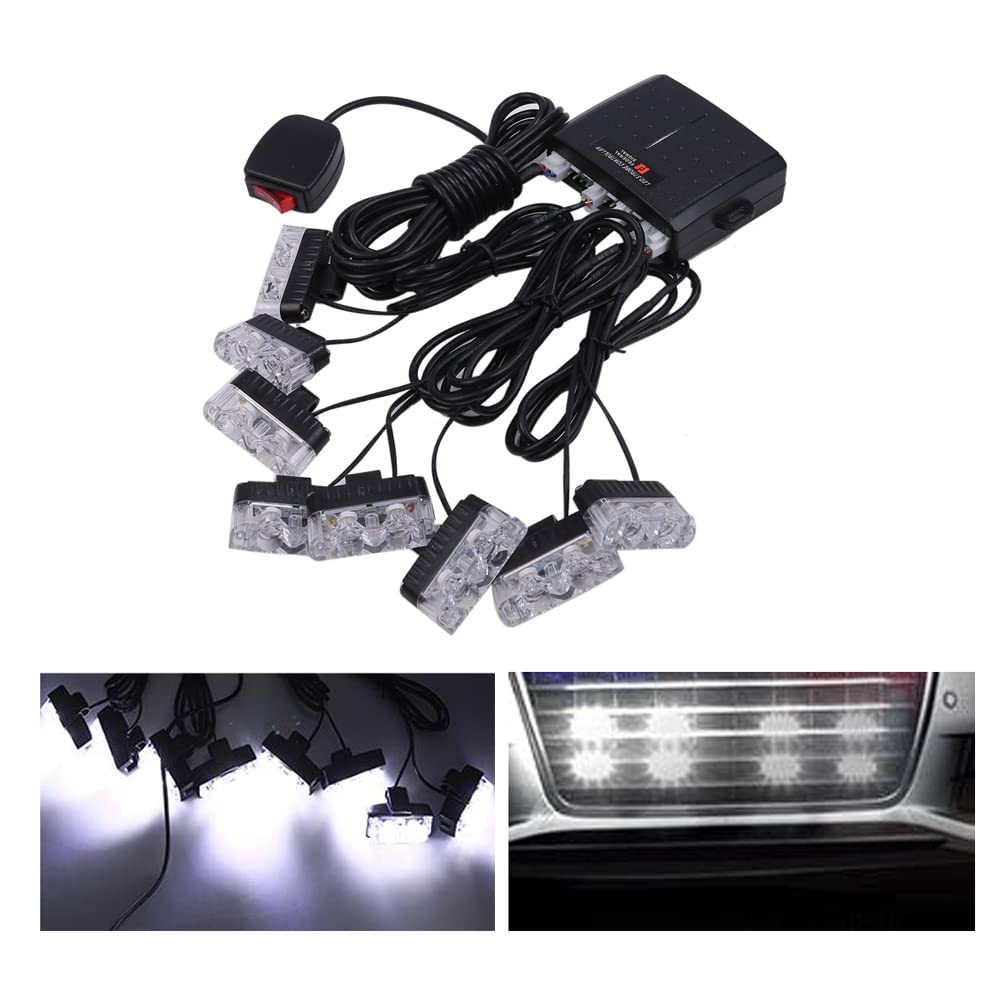[Avan Knight] Strobe Flash Light Car LED Kit with Switch KRB224 (White)
