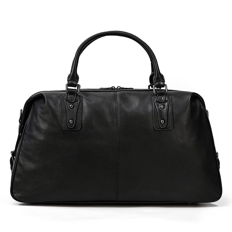 Leather Men'S Travel Bag Large Capacity Black Handbag First Layer Cowhide Shoulder Bag 20 Inch Duffel Bag Fitness Bag