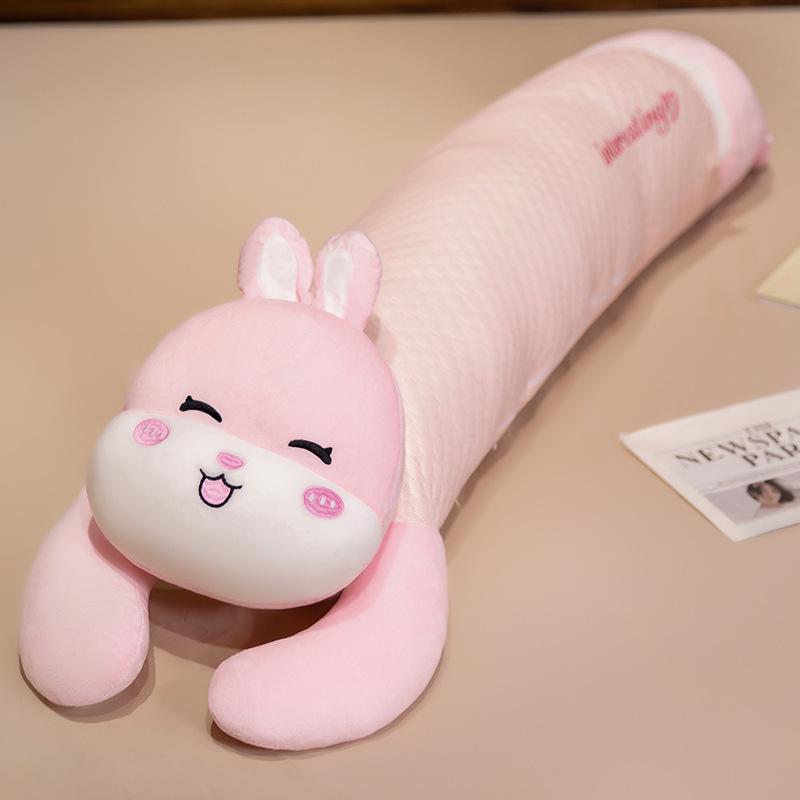 Ice Bean Pure Cotton Bunny Pillow - Soothing Summer Plush Toy & Backrest