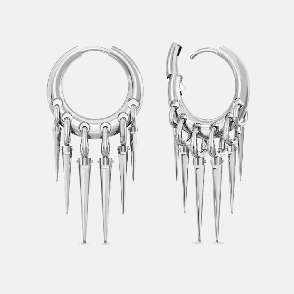 Punk Jewelry Chain Patchwork Stud Long Unisex Earrings Stylish Edgy Geometric Stud Y2K Earrings Gothic Accessories Grunge Rock