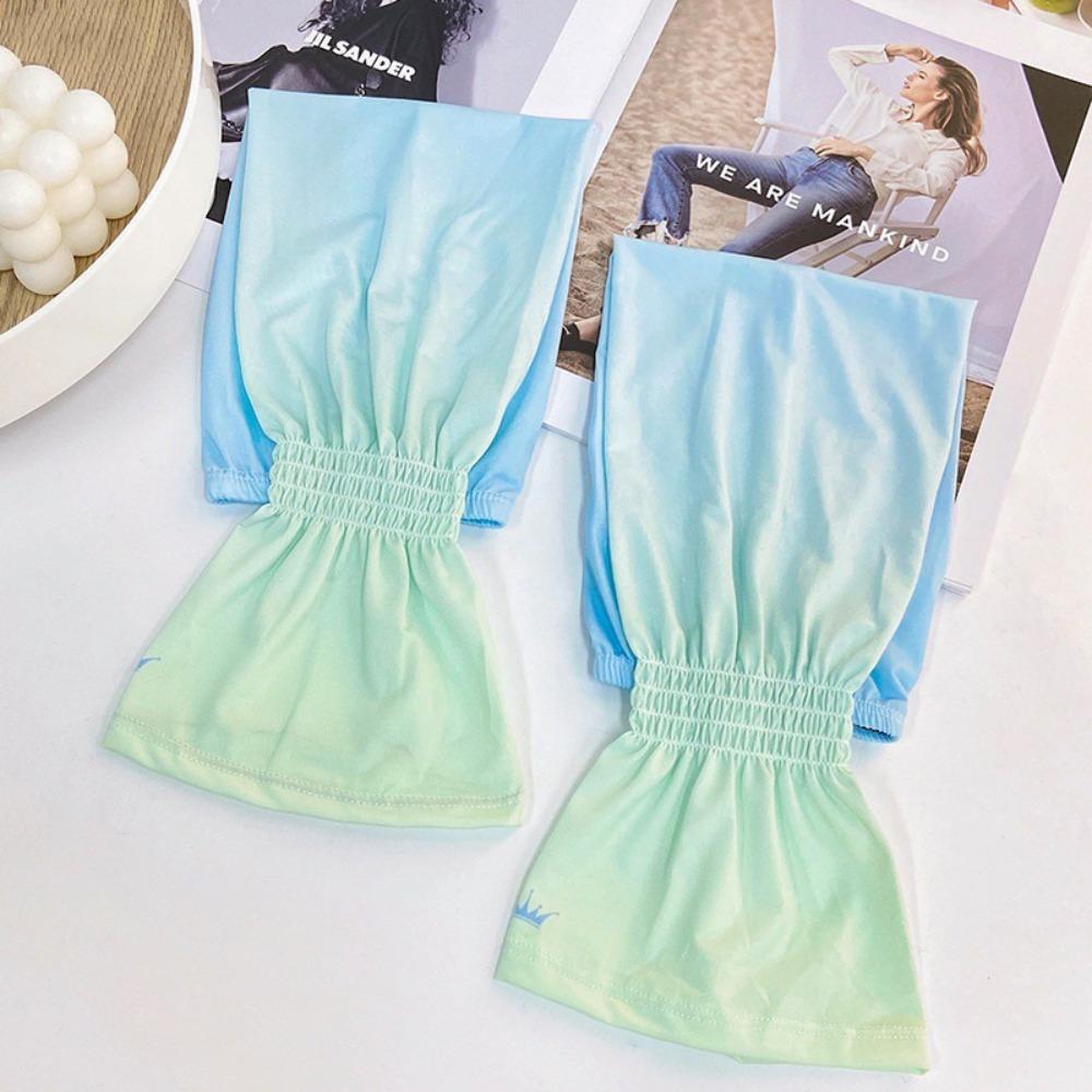 Gradient Long Ice Silk Sleeves Elastic Cycling Gloves Sun Protection Sunscreen Arm Covers  Outdoor