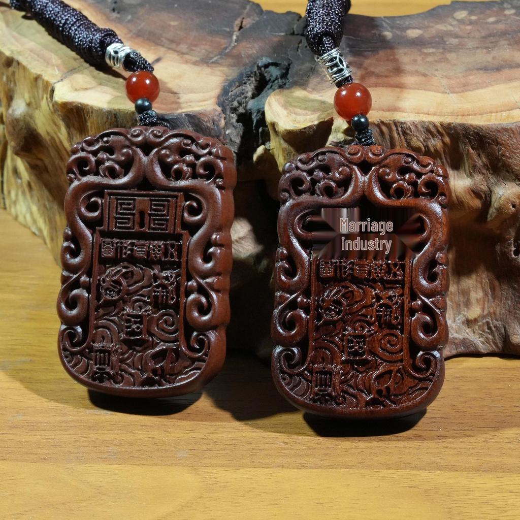 Colgante de Coche Artesanal de Madera de Azufaifo Hueca y Mirto