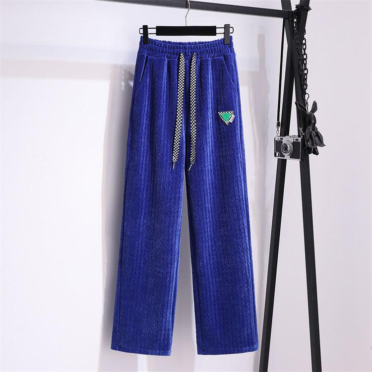 

Брюки прямого кроя, женские весенние модные повседневные брюки из жаккарда с высокой талией 2XL синий